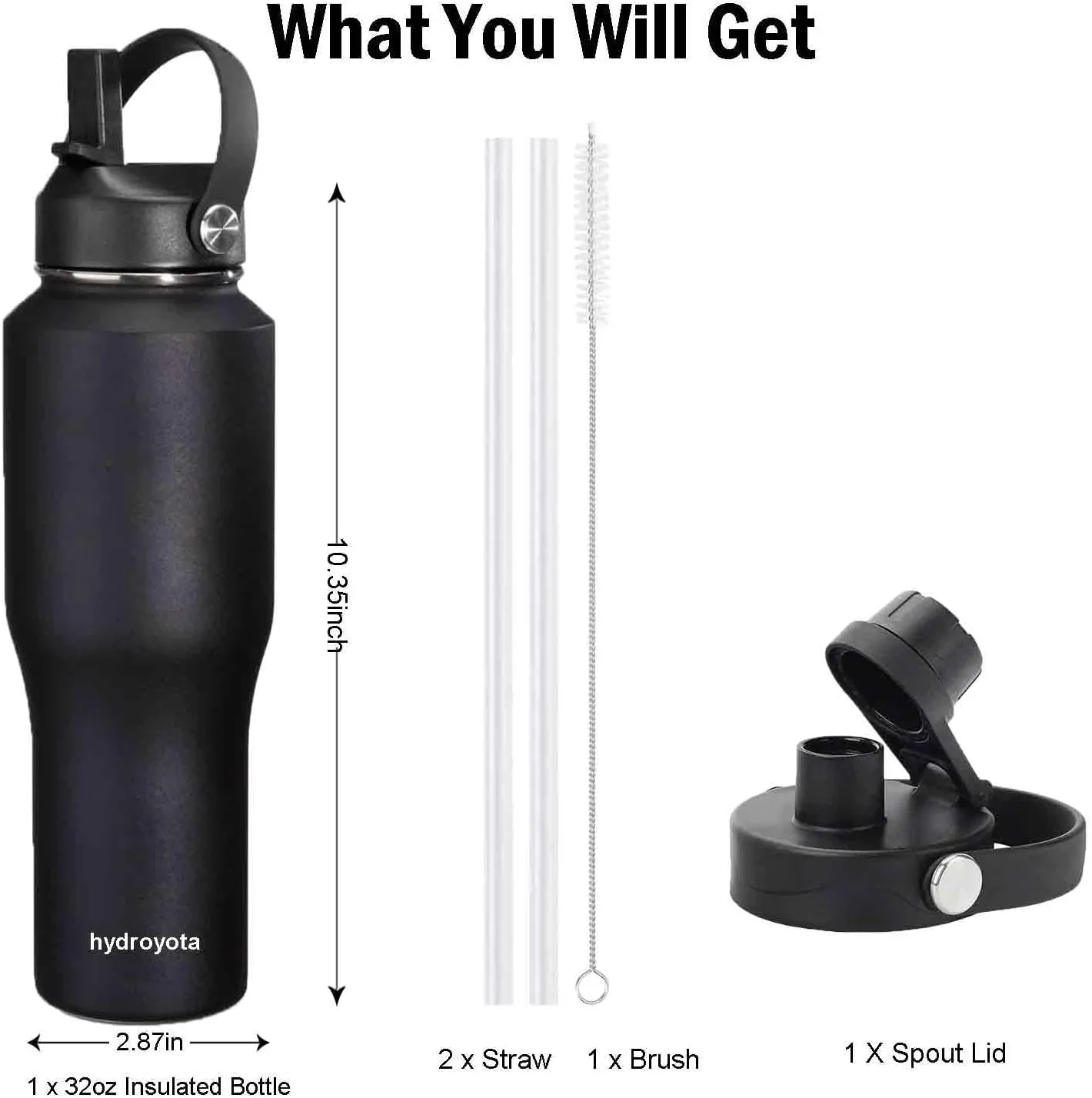 Insulated Stainless Steel Water Bottle with Straw Lid,40oz Reusable Double Walled Vacuum Sports Thermos for Cold Water Drinks,Keep Cold 48H Hot 24H,Travel,Sports,Car and Outdoor