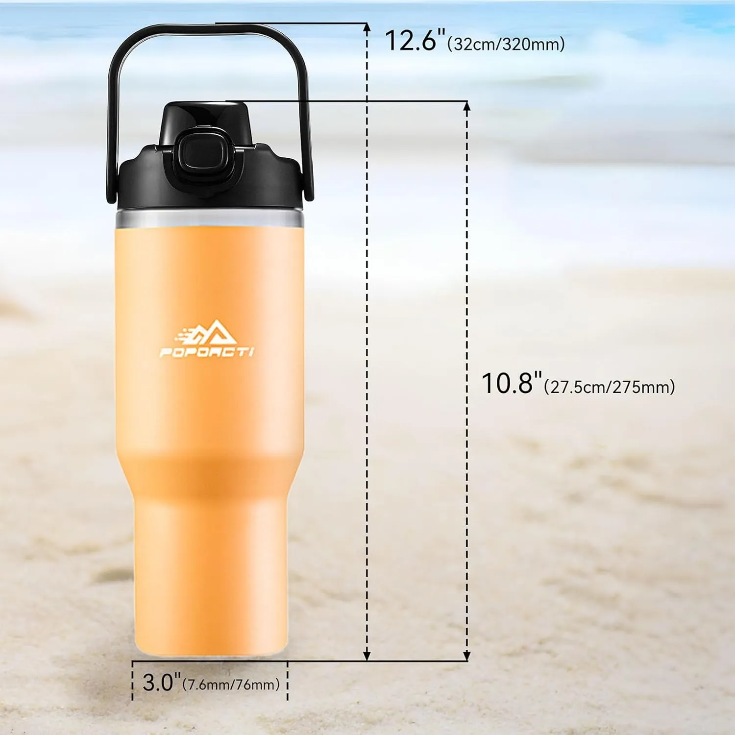 Insulated Tumbler,34 oz Stainless Steel Water Bottle, BPA-Free, Double-Walled Vacuum, Flip Straw for Travel, Keeps Drinks Hot & Cold for 12 Hours,For Travel, Gym & Office (Peach)