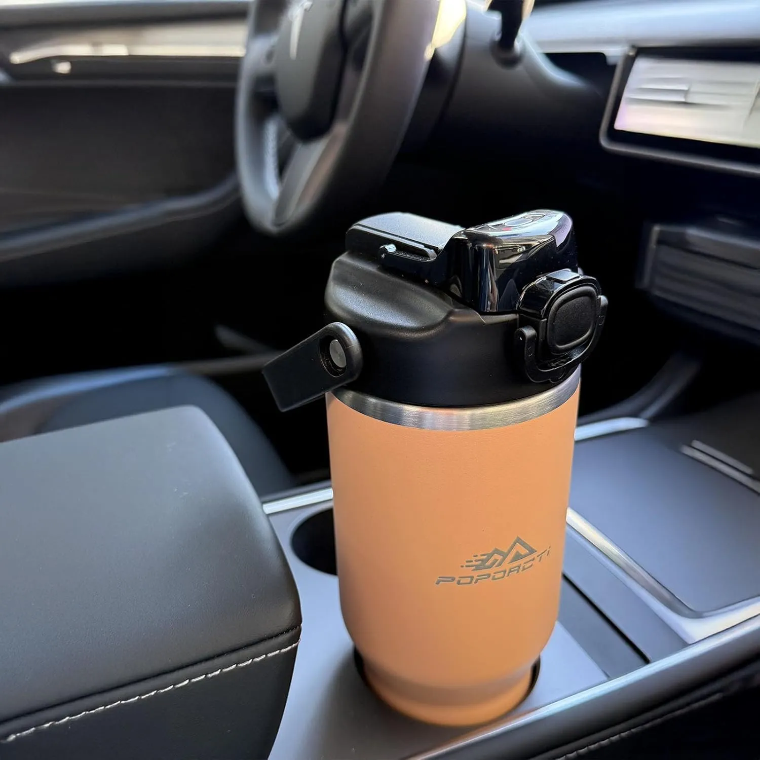 Insulated Tumbler,34 oz Stainless Steel Water Bottle, BPA-Free, Double-Walled Vacuum, Flip Straw for Travel, Keeps Drinks Hot & Cold for 12 Hours,For Travel, Gym & Office (Peach)
