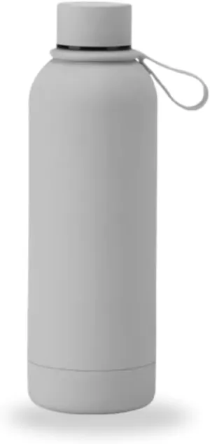 Insulated Water Bottle -17 oz Stainless Steel Rubber Coated Double Wall Water Bottles - Water Thermos Leakproof Lightweight,BPA Free - Gym Water Bottle (Gray)
