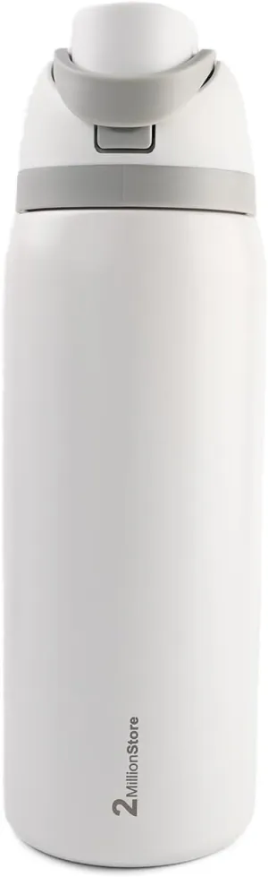 Insulated Water Bottle – Stainless Steel, Leakproof, 24H Cold & 12H Hot, Straw & Spout Lid, BPA-Free, Travel, Gym, Hiking, Sports Flask (White, 24 Oz / 706ml)