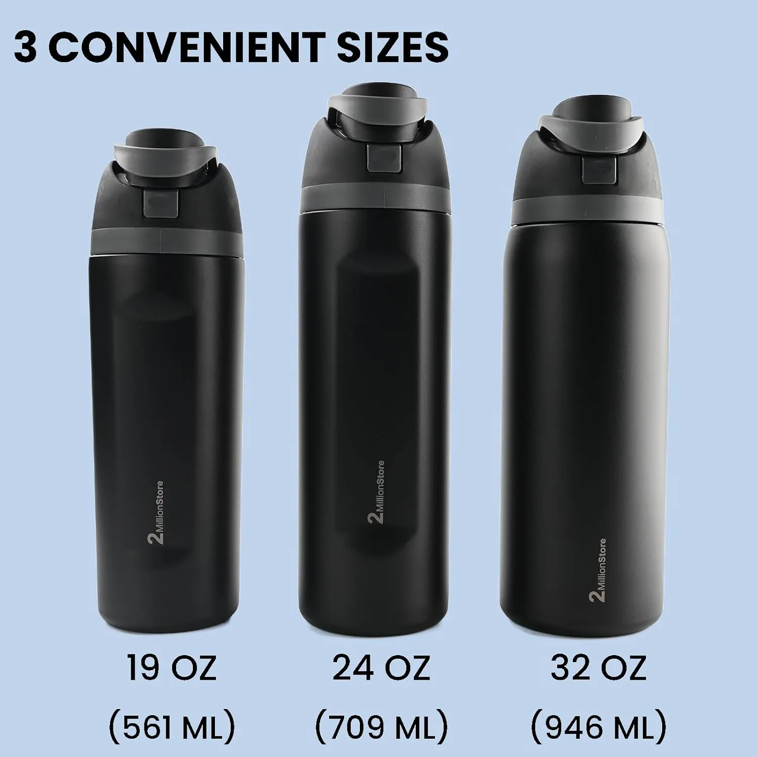 Insulated Water Bottle – Stainless Steel, Leakproof, 24H Cold & 12H Hot, Straw & Spout Lid, BPA-Free, Travel, Gym, Hiking, Sports Flask (White, 24 Oz / 706ml)
