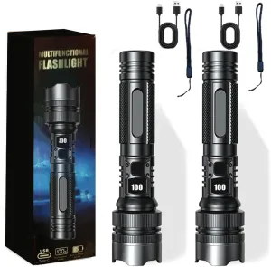 Intelligenck,2025 The Ultimate Survival Flashlight,Rechargeable Flashlights High Lumens,Digital Display,Ultra Far Focusing,for Outdoor,Emergency,Camping,Fishing (2PCS)