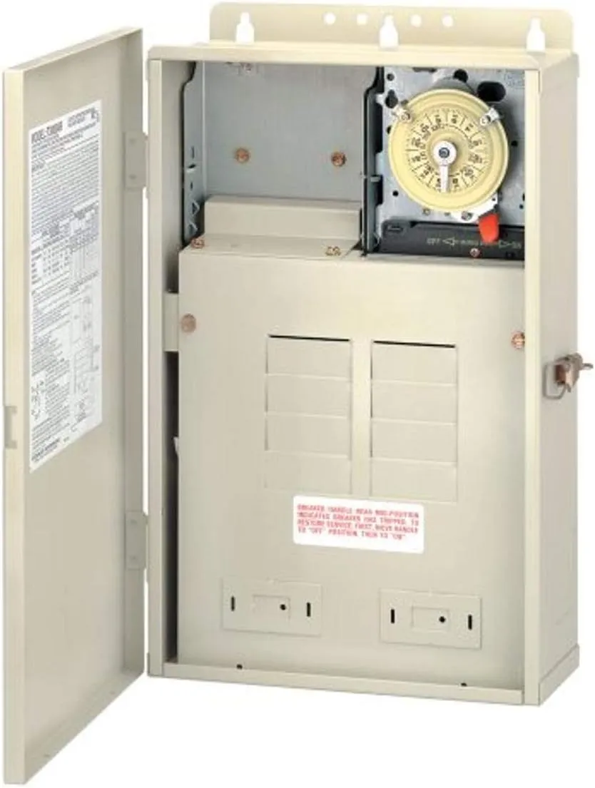 Intermatic T30004R Pool/Spa Control Panel - Ultimate Pool Management Hub for Accessories, Timers, and More - 100 Amp Load Center with T104M Mechanism & 8-Breaker Spaces