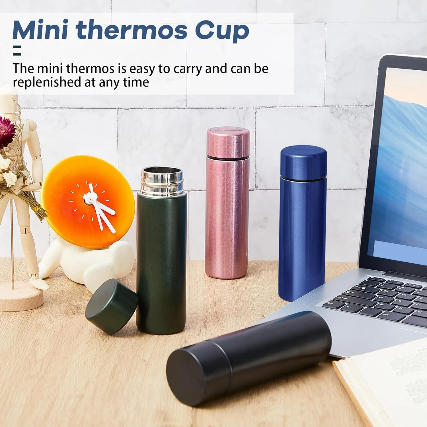 Irenare 5oz Mini Water Bottle Mini Insulated Stainless Steel Bottle Purse Water Bottle Cute Leak Proof Flask Keeps Drink Cold and Hot for Purse Women(Colorful,4 Pieces)
