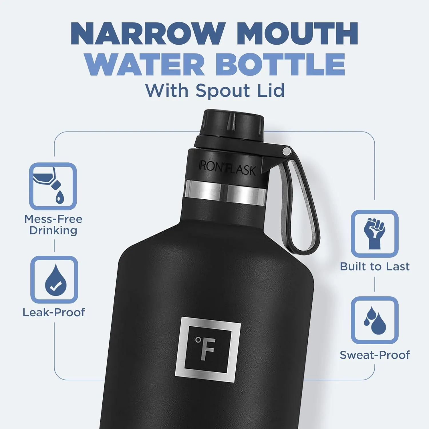 IRON °FLASK Camping & Hiking Hydration Canteens - 3 Lids (Narrow Spout Lid) Leak Proof Vacuum Insulated Stainless Steel - Hot & Cold Double Walled Sports Water Bottle - Rose, 64 Oz