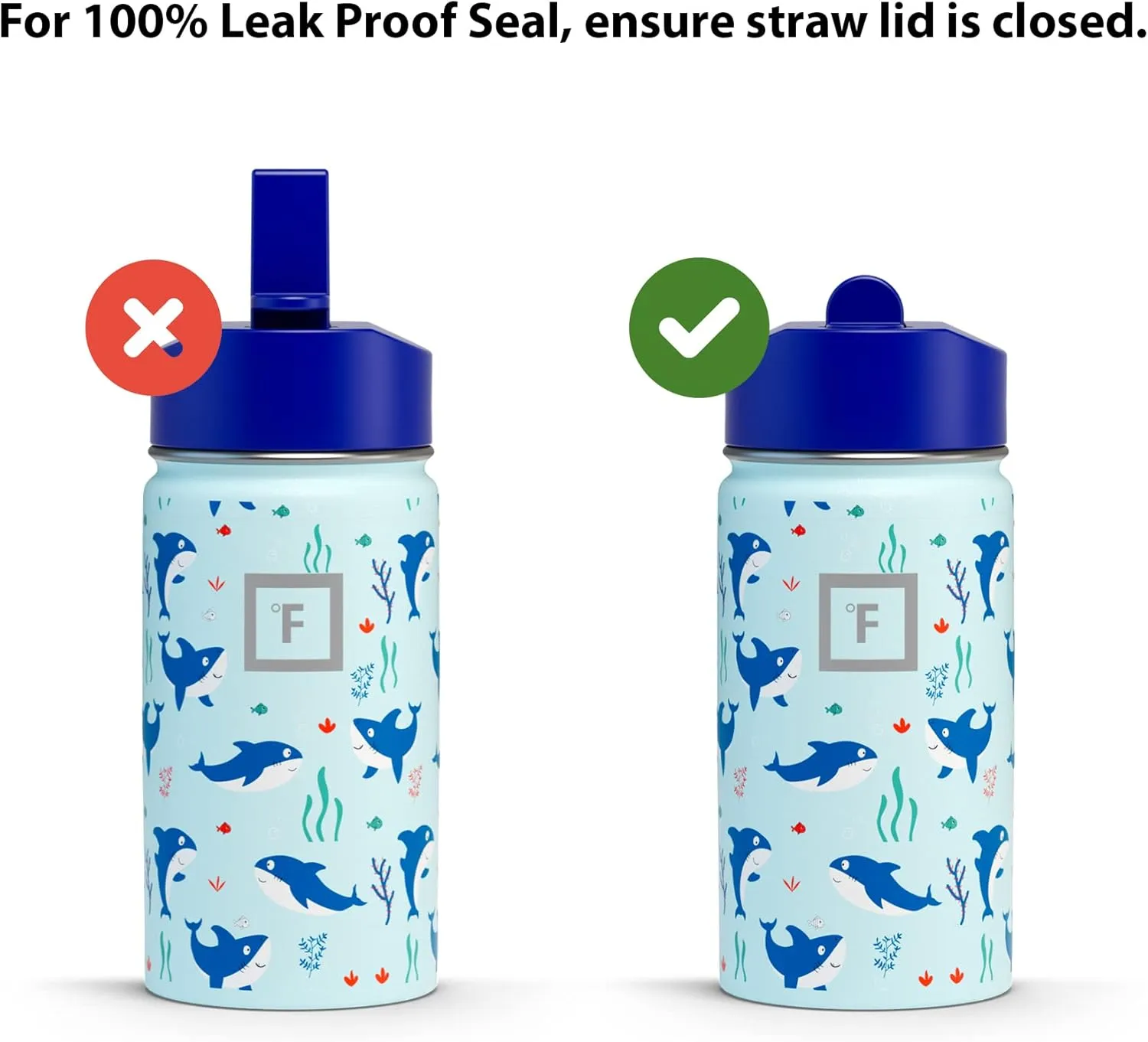 IRON °FLASK Kids Water Bottle - Straw Lid, 20 Name Stickers, Vacuum Insulated Stainless Steel, Double Walled Tumbler Travel Cup, Thermos Mug - Monsters Crew, 14 Oz