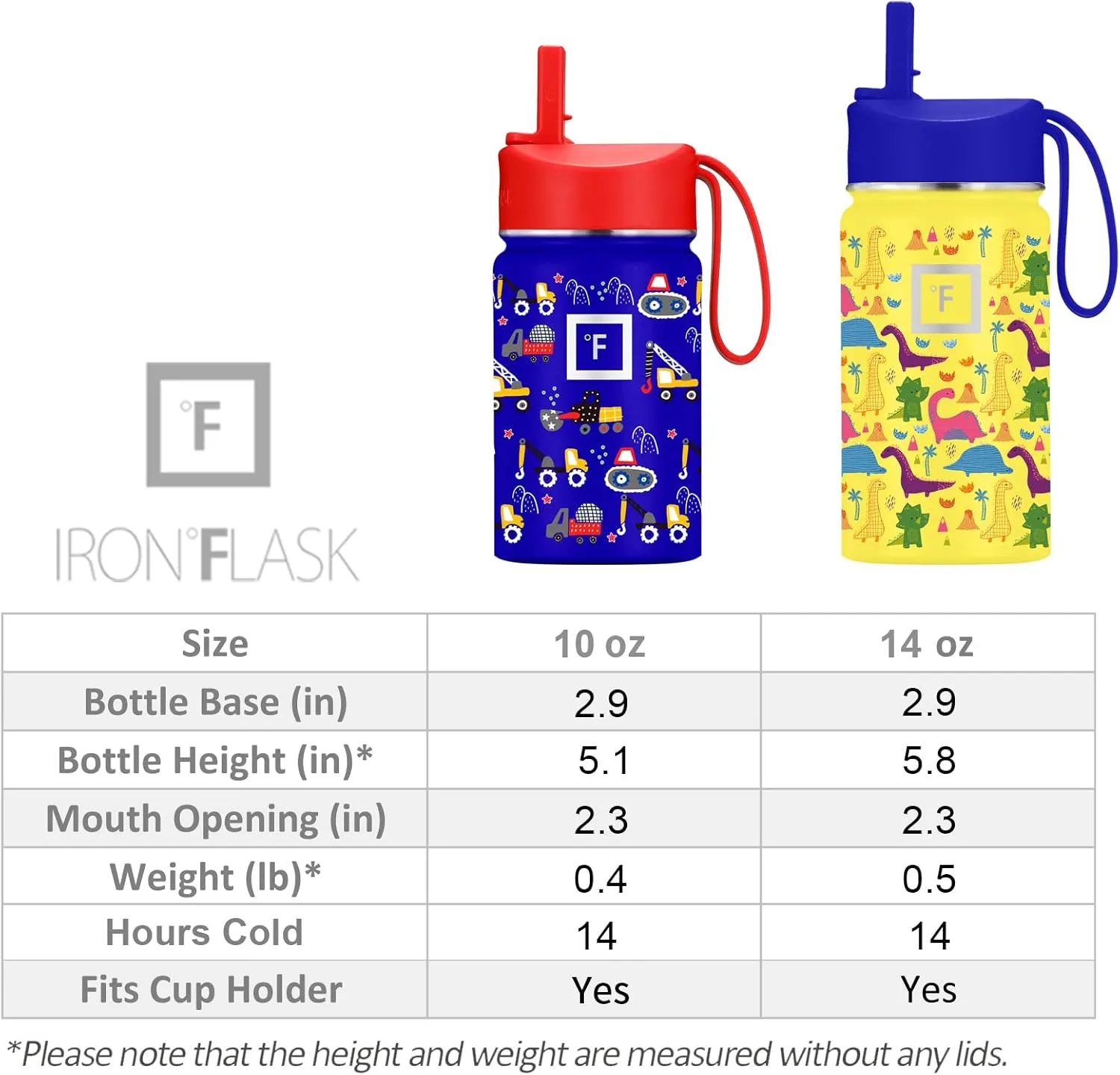 IRON °FLASK Kids Water Bottle - Straw Lid, 20 Name Stickers, Vacuum Insulated Stainless Steel, Double Walled Tumbler Travel Cup, Thermos Mug - Monsters Crew, 14 Oz
