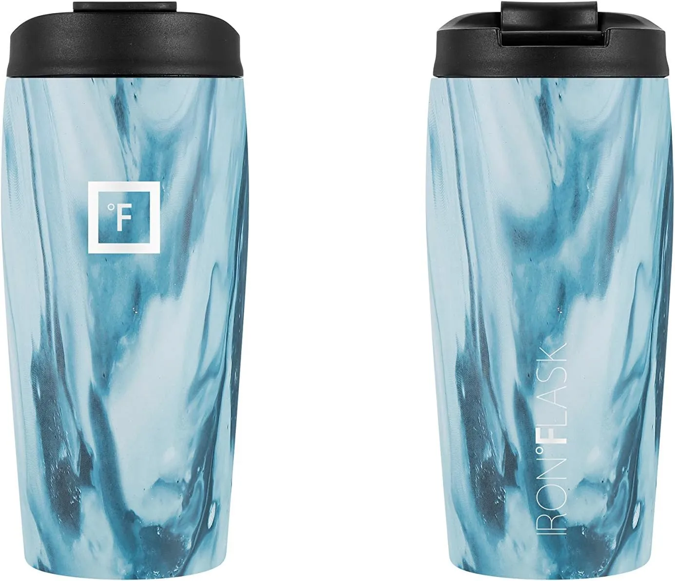 IRON °FLASK Nomad Tumbler - 2 Lids (Straw/Flip), Vacuum Insulated Stainless Steel Bottle, Double Walled, Drinking Cup, Thermos Coffee Travel Mug, Water - Ocean, 16 Oz