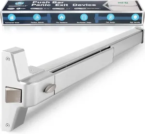 IRONWALLS Panic Bars for Exit Doors, Stainless Steel Commercial Emergency Door Push Bar Panic Exit Device, Panic Door Hardware for 28”-40” Wood Metal Door, Suitable for Hotel, Airport, Apartment