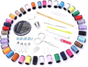 IWOWHERO Sewing Repair Kit 134pcs Thread Needle Set Scissors Zipper Bag for Home Travel