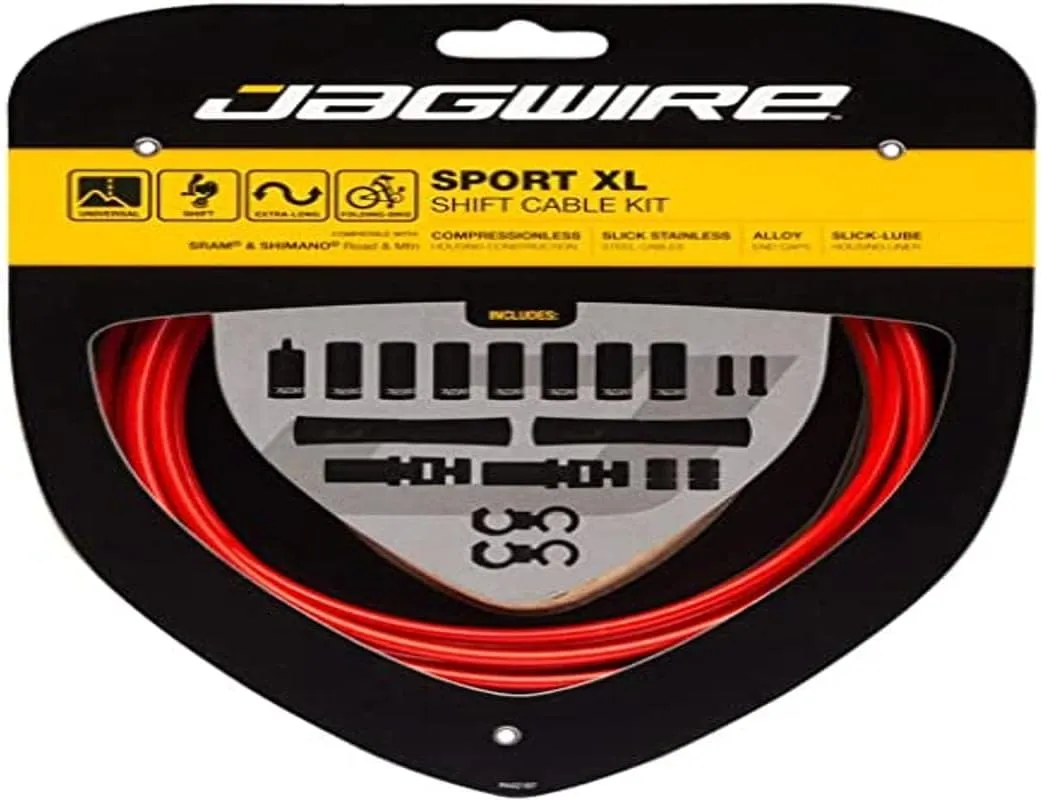 Jagwire Sport Shift XL Unisex Adult Shift Cable and Sleeve Kit, Red, One Size