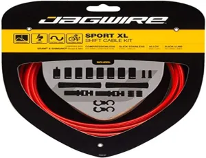 Jagwire Sport Shift XL Unisex Adult Shift Cable and Sleeve Kit, Red, One Size