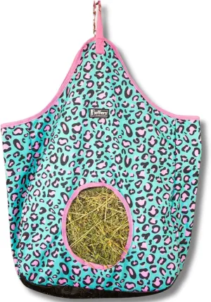 Jeffers Expression Hay Bag for Livestock – Durable 600D Waterproof Hay Feeder for Horse, Cattle, & Sheep, Top Loading Design w/Mesh Bottom, for Travel, Barn Use - Farming Essentials, Party Cheetah