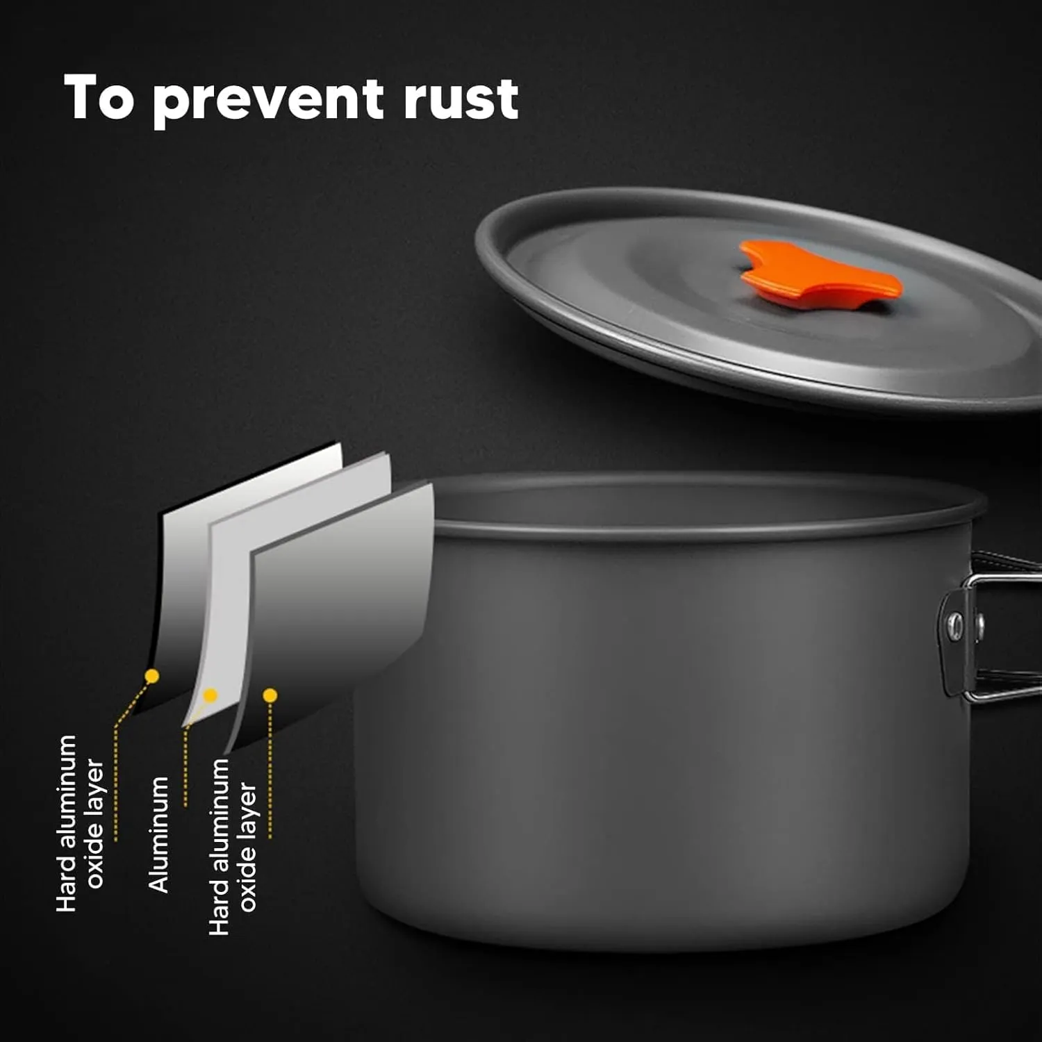 JEOZBM 14pcs Camping Cookware Mess Kit, Camping Cookware Set with Non-Non-Stick Pot Kettle Stainless Steel Cups Forks Knives Spoons, Camping Accessories Essentials Kit