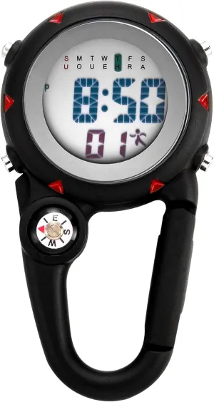 JewelryWe Men Women Digital Clip Watch Mini Microlight Watch Backpack Buckle Belt Fob Watch for Rock Climbing Doctors Nurses Chefs