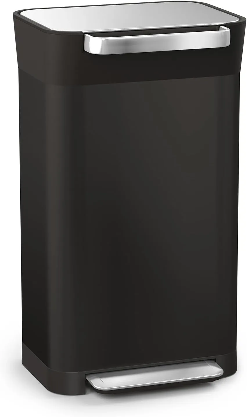 Joseph Joseph Intelligent Waste Titan Trash Can Compactor with Odor Filter, Compacts up to 3X Trash, 30L/7.9 Gallons, Black