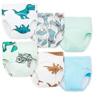 Joyo roy 6Pcs Potty Training Underwear Boys Soft Cotton Toilet Training Pants Great Aabsorption Leakproof Baby Toddler Boy Underwear 3T Comfortable Padded Pee Pants for Boys with Potty Chart
