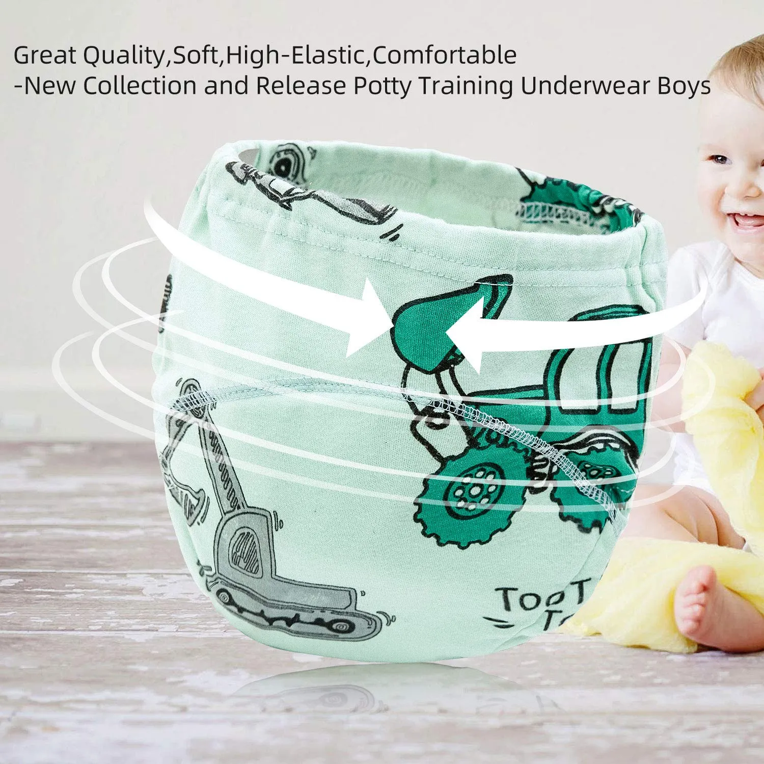 Joyo roy 6Pcs Potty Training Underwear Boys Soft Cotton Toilet Training Pants Great Aabsorption Leakproof Baby Toddler Boy Underwear 3T Comfortable Padded Pee Pants for Boys with Potty Chart