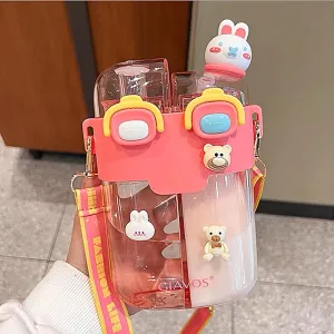 JQWSVE Kawaii Water Bottle - 26oz Cute Water Bottles with Straw and Stickers Double Drinking Water Bottle Portable Leakproof Sports Water Bottle for Outdoor Sports Travel, Pink