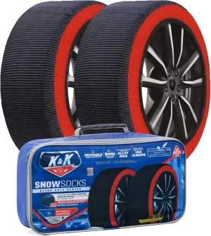 K&K Auto Accessories Snow Socks for Tires - Pro Series for Ultimate Grip Alternative for Tire Snow Chain - Snow Traction Device for Bus Light Heavy Trucks SUVs Winter Emergency Accessory(3X-Large)