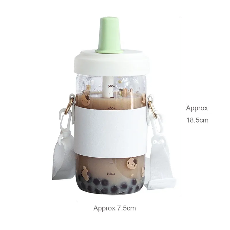 Kawaii Cat Boba Glass Water Bottle