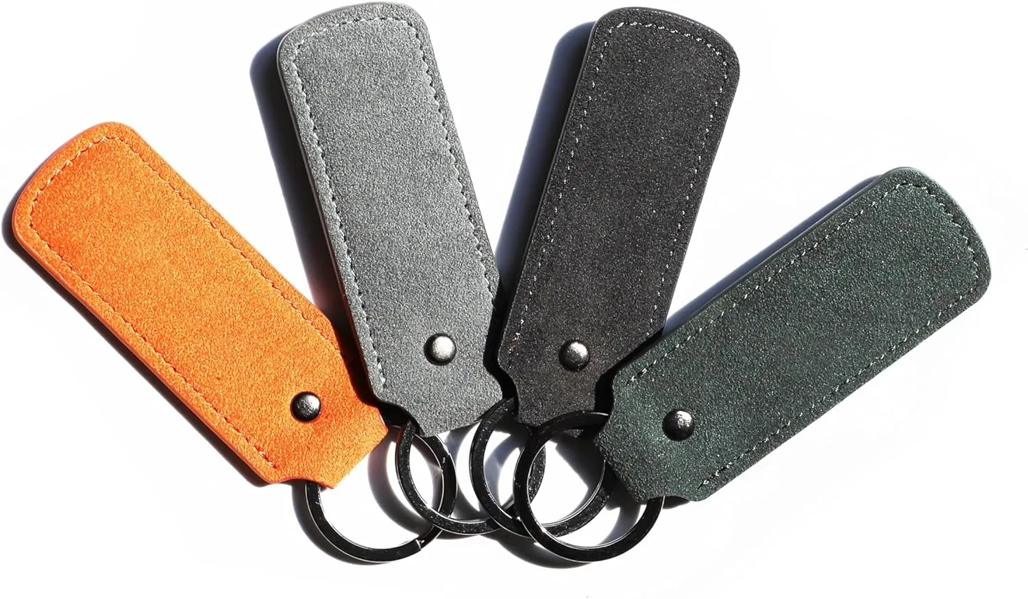 Keychain for Alcantara Material, Handmade Full-Wrap (Gray)