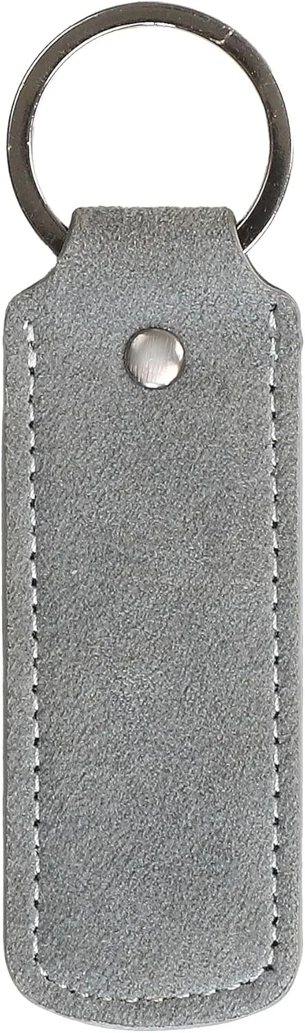 Keychain for Alcantara Material, Handmade Full-Wrap (Gray)