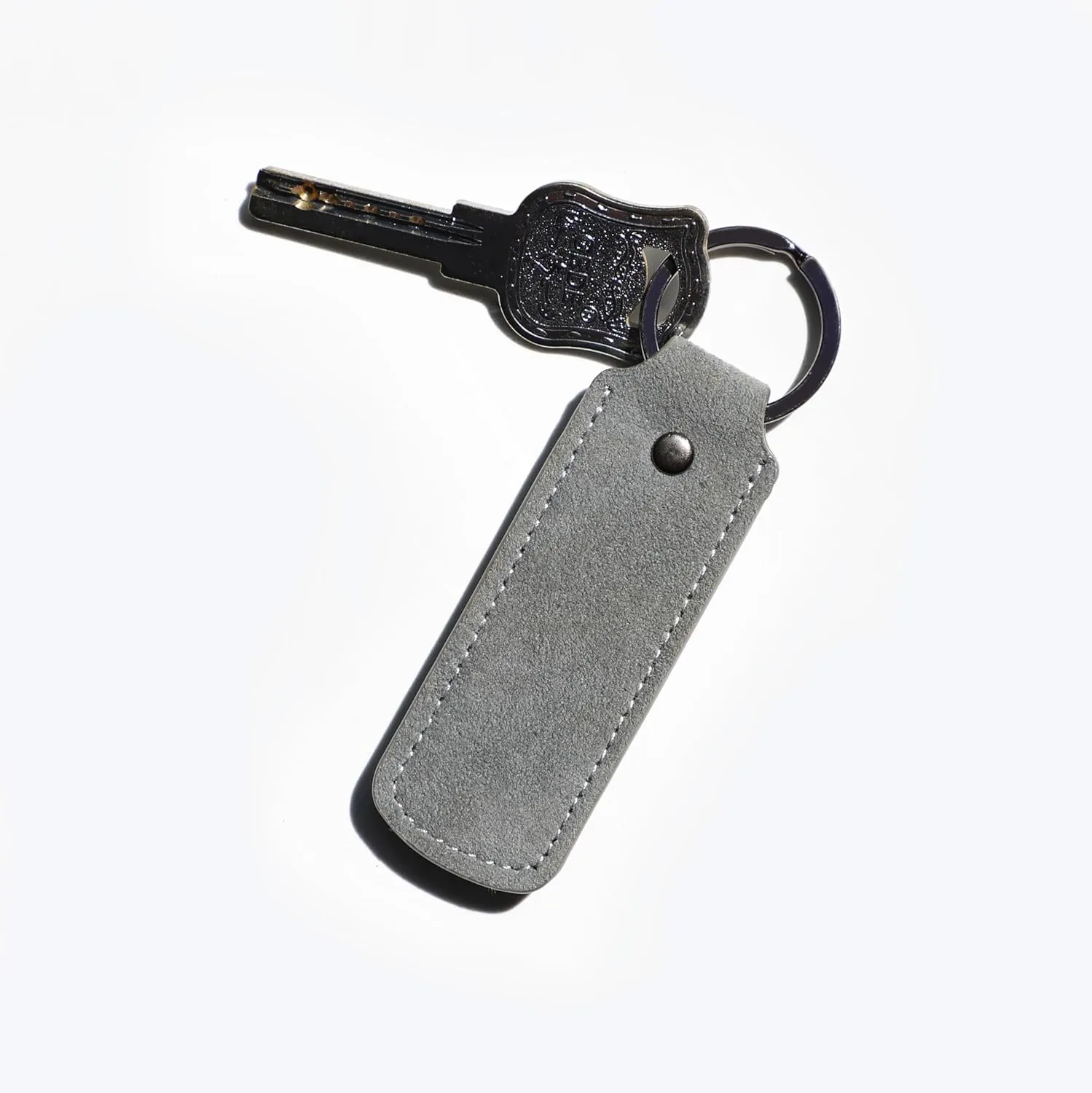 Keychain for Alcantara Material, Handmade Full-Wrap (Gray)