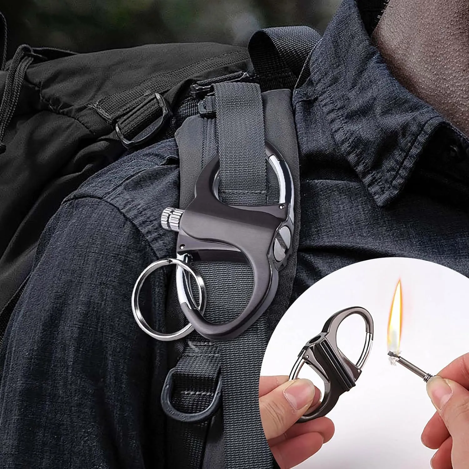 Keychain Lighter,2025 New Lighter Key Chain,for Outdoor Car and Home, Keychain Lighters for Release,Fire Starter Key Ring (B)
