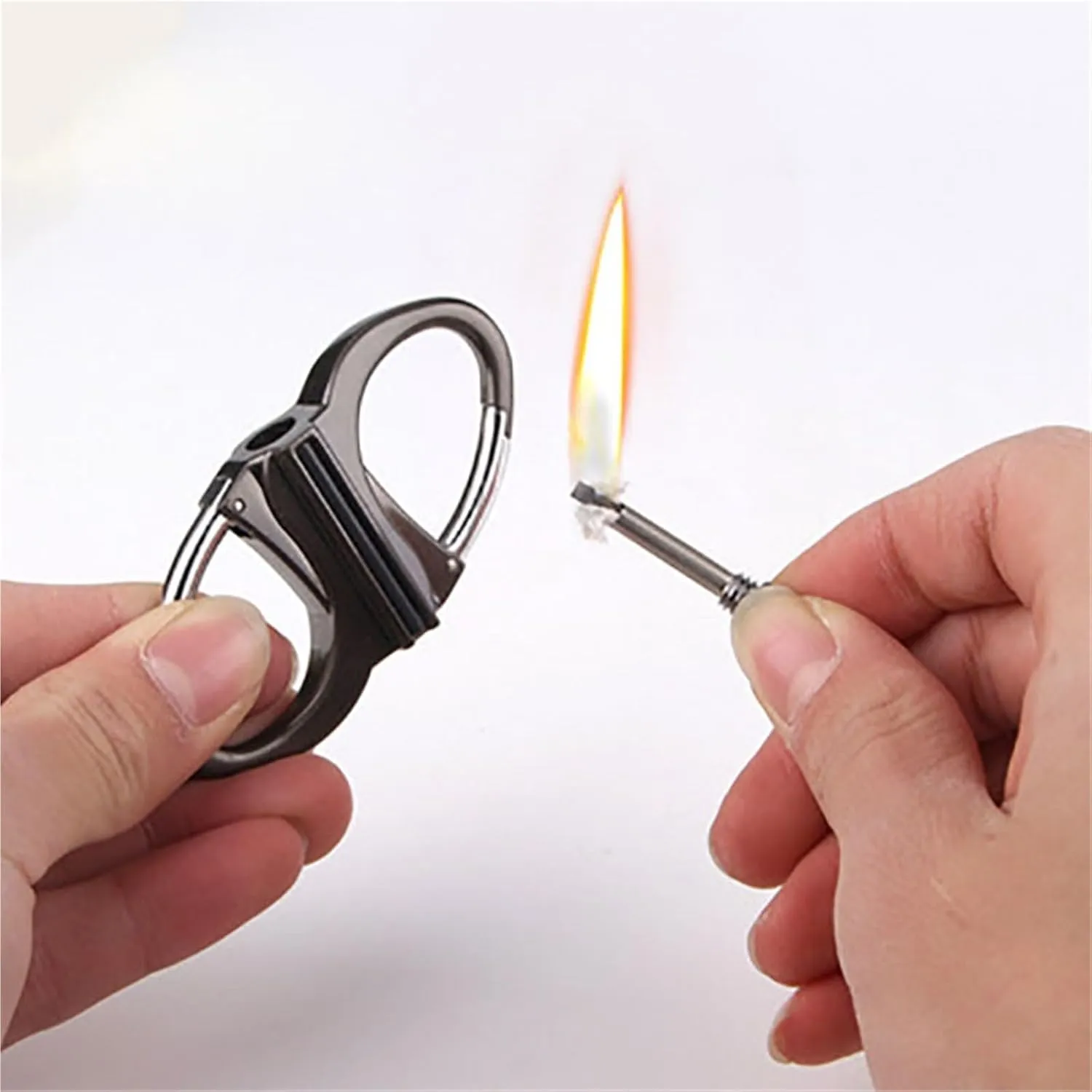 Keychain Lighter，Kerosene Lighter,Key Chain Lighter，Keychain Match Lighter，Lighter Holder Key Chain，Forever Match Lighter，Mini Waterproof Lighters for Outdoor Car and(Silver)