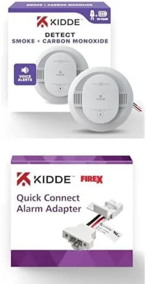 Kidde Hardwired Smoke & Carbon Monoxide Detector, 10-Year Battery Backup, and Kidde Adapter Bundle
