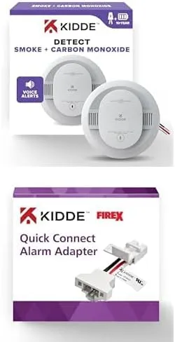 Kidde Hardwired Smoke & Carbon Monoxide Detector, 10-Year Battery Backup, and Kidde Adapter Bundle
