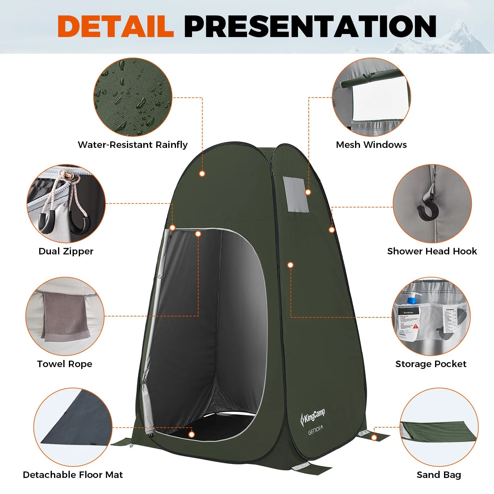 KingCamp GENOVA 1-Room Privacy Shelter Pop Up Privacy Tent