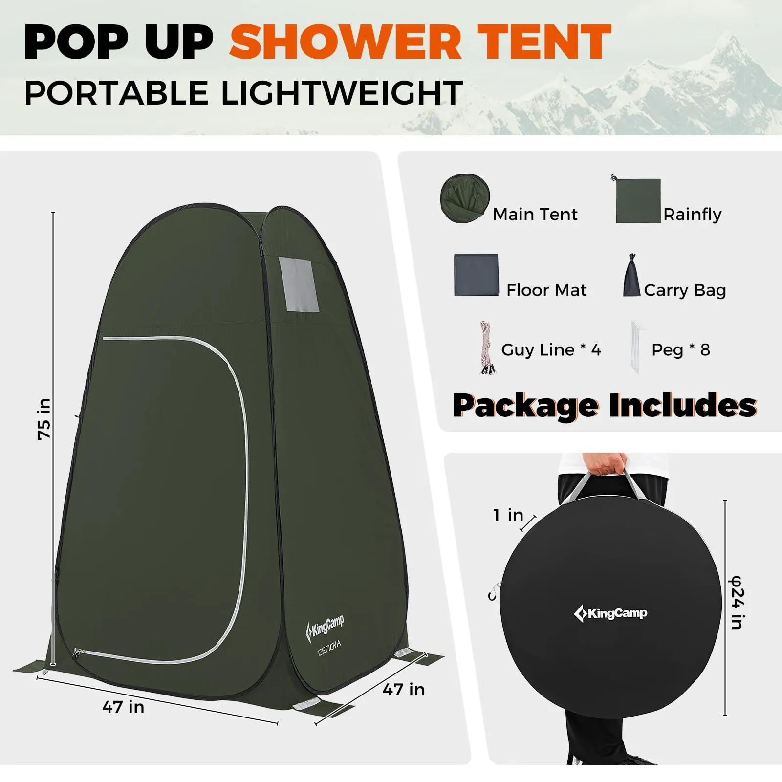 KingCamp GENOVA 1-Room Privacy Shelter Pop Up Privacy Tent
