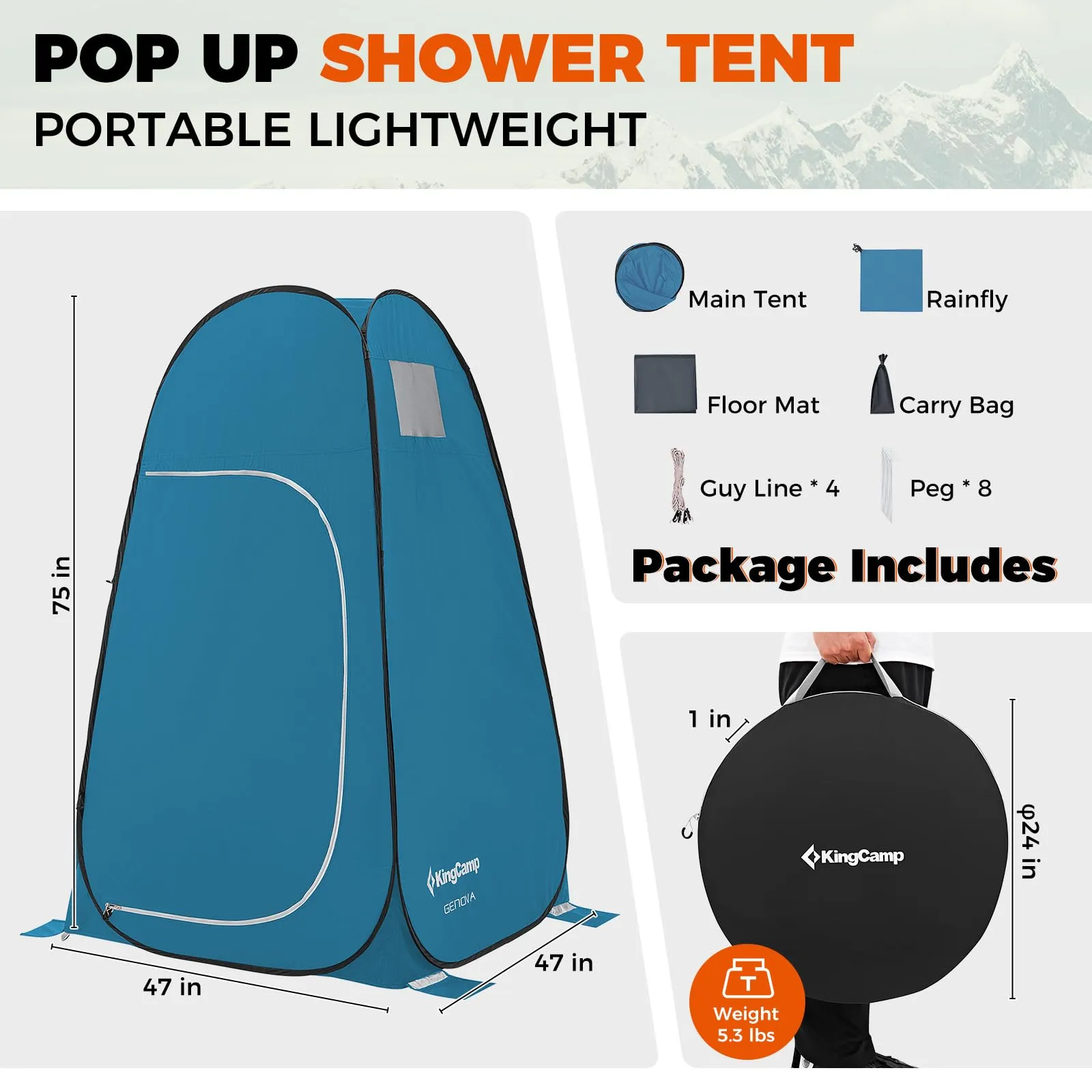 KingCamp GENOVA 1-Room Privacy Shelter Pop Up Privacy Tent