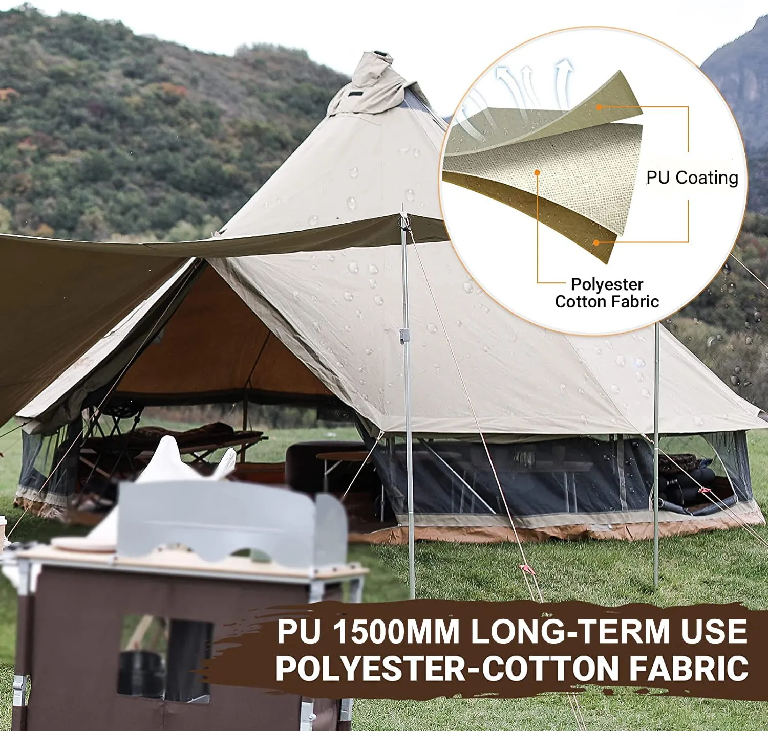 KingCamp KHAN 4-6 Person Camping Hot Tent