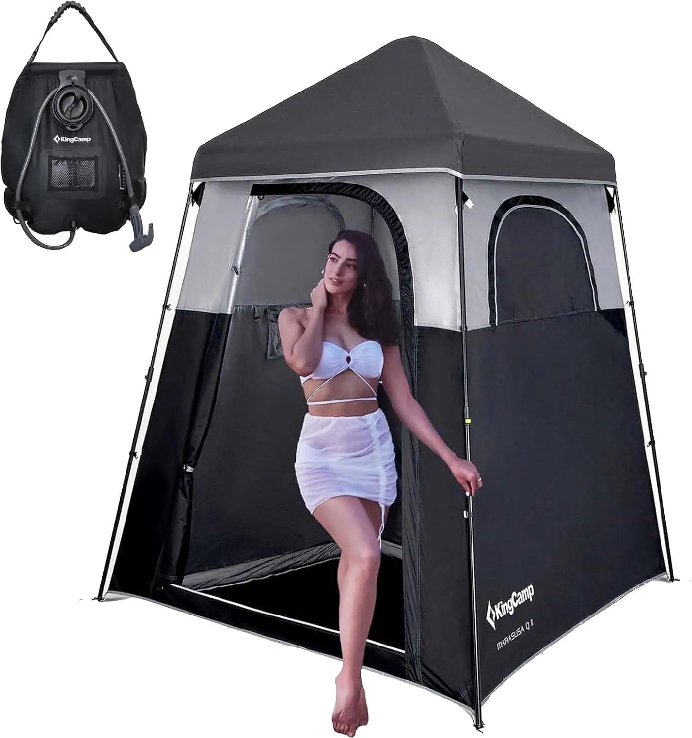 KingCamp Outdoor Shower Tents for Camping, Portable Instant Pop Up Privacy 1 Room Tent, with 5 Gallon/20L Portable Outdoor Shower Bag Sunlight Shower Bag