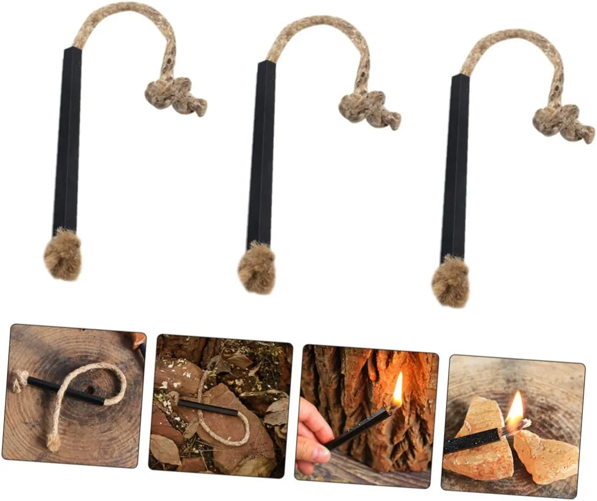 Kisangel 12 Pcs Wax-Soaked Kindling Camping Toiletries Outdoor Stuff Wire Kit Jute Tinder Cord Wick Rope Fire