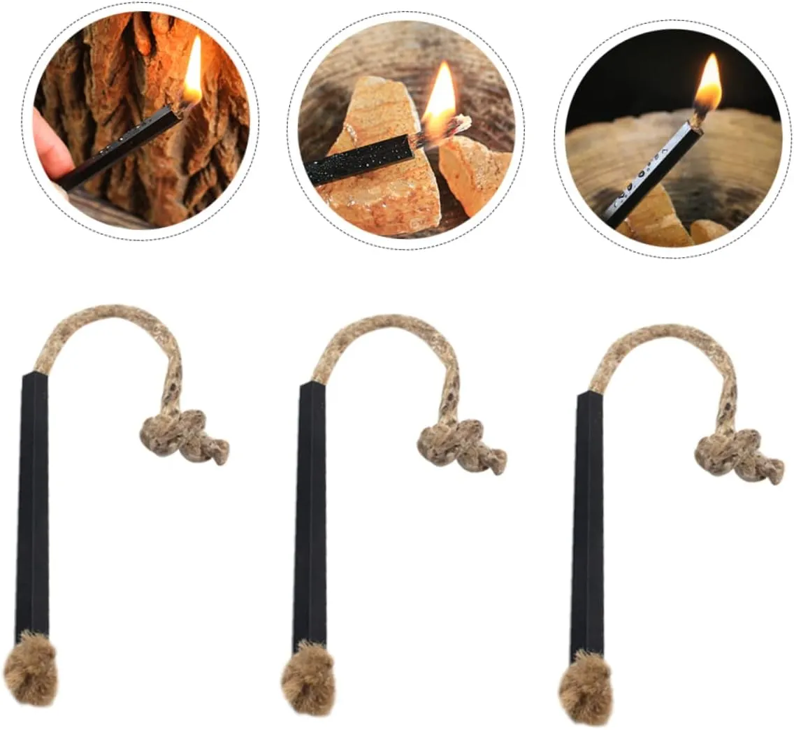 Kisangel 12 Pcs Wax-Soaked Kindling Camping Toiletries Outdoor Stuff Wire Kit Jute Tinder Cord Wick Rope Fire