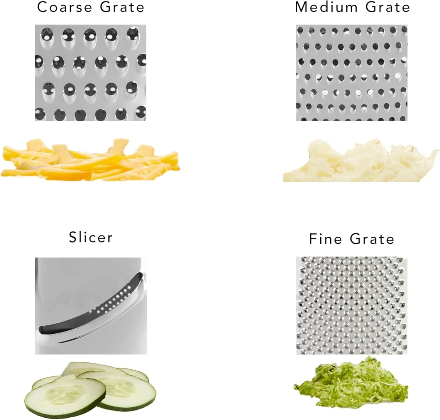 KitchenAid Gourmet 4-Sided Stainless Steel Box Grater for Fine, Medium and Coarse Grate, and Slicing, Detachable 3 Cup Storage Container and Measurment Markings, Dishwasher Safe, 10 inch, Red