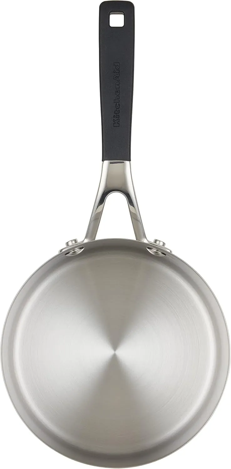 KitchenAid Saucepan with Pour Spouts, 1 Quart, Brushed Stainless Steel, 71018