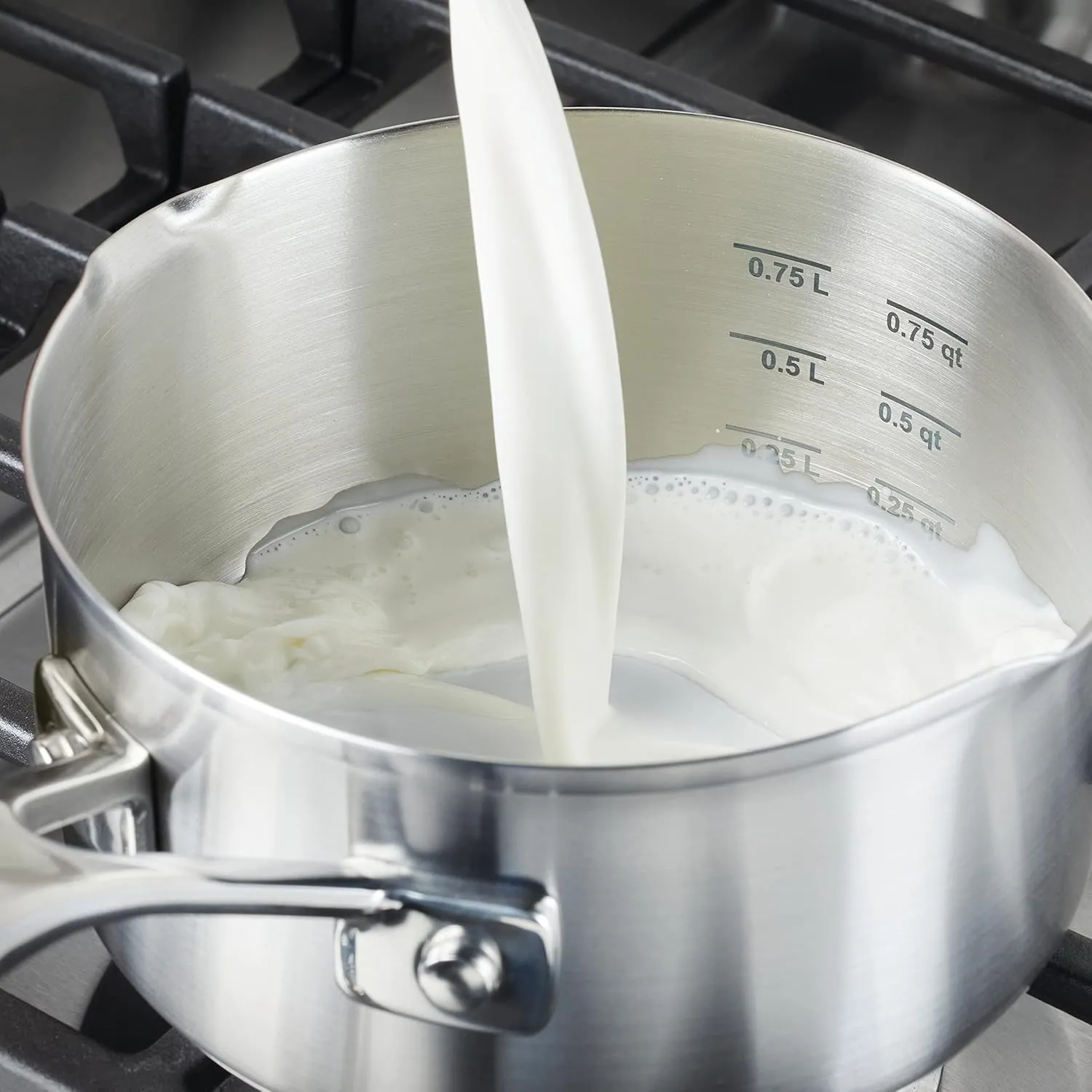 KitchenAid Saucepan with Pour Spouts, 1 Quart, Brushed Stainless Steel, 71018