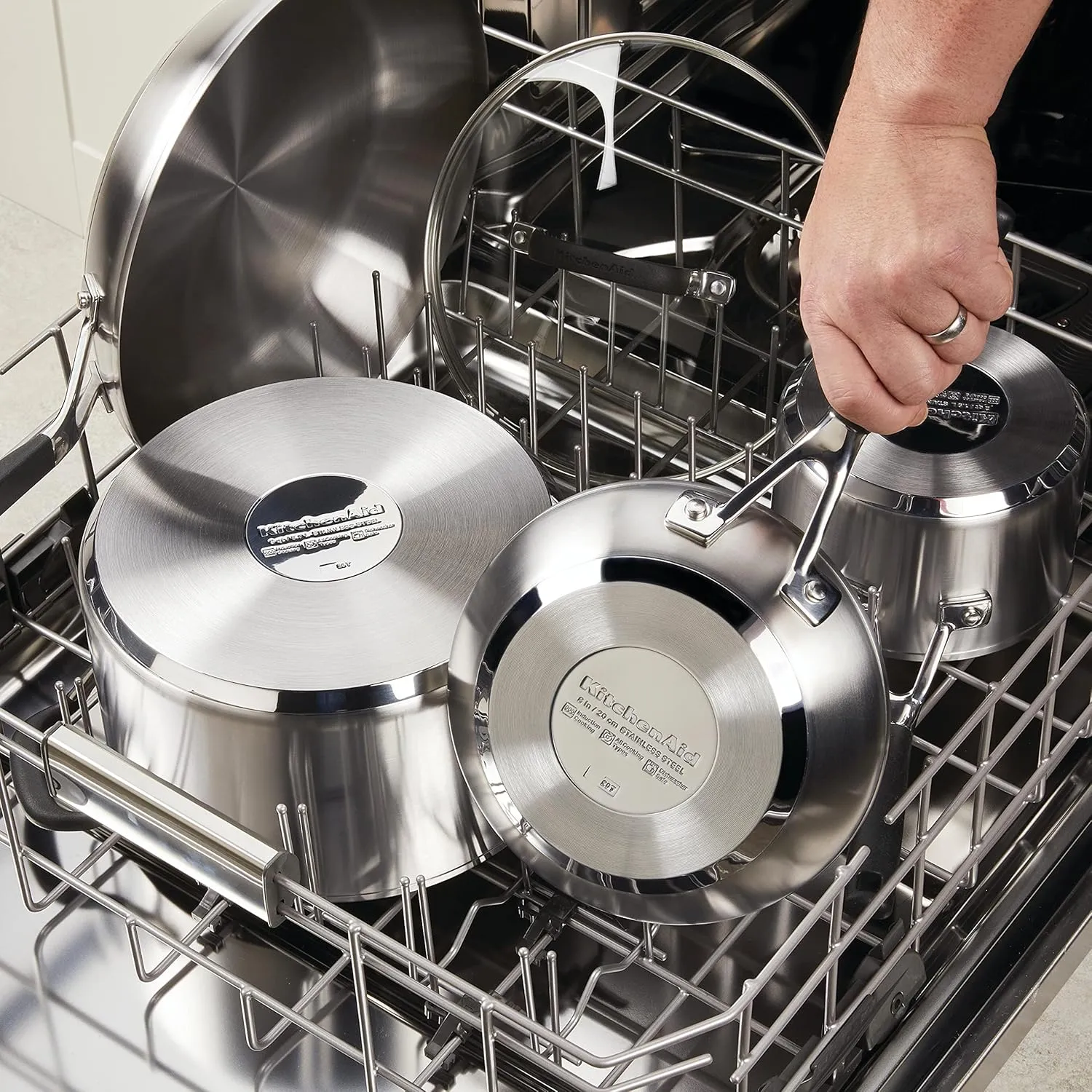 KitchenAid Saucepan with Pour Spouts, 1 Quart, Brushed Stainless Steel, 71018