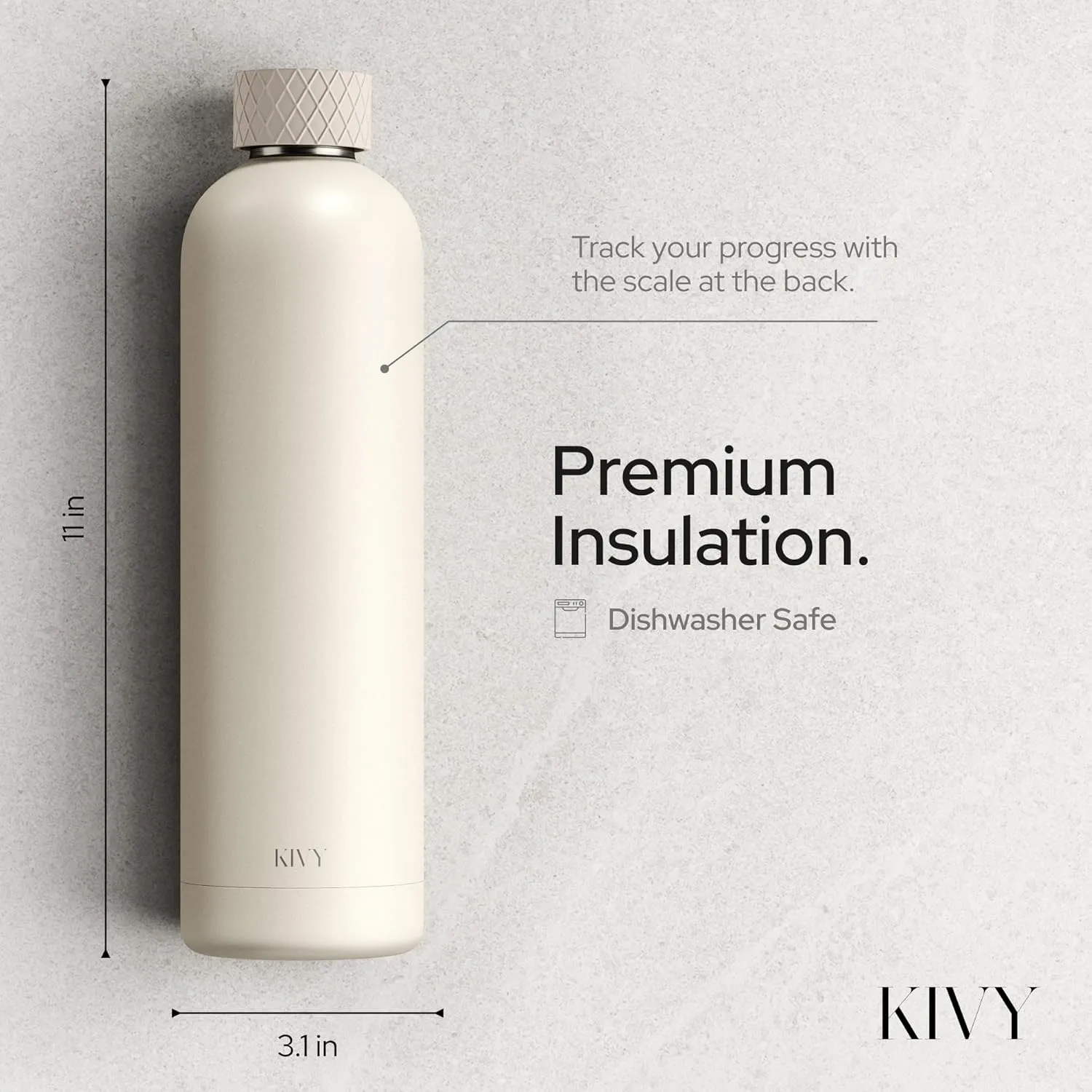 KIVY 32oz Stainless Steel Insulated Water Bottle - Leak Proof, Keeps Cold Up to 24 Hours, Hot Up to 18 Hours - 1 Liter Capacity, Premium Insulation, Patented Leakproof Lid