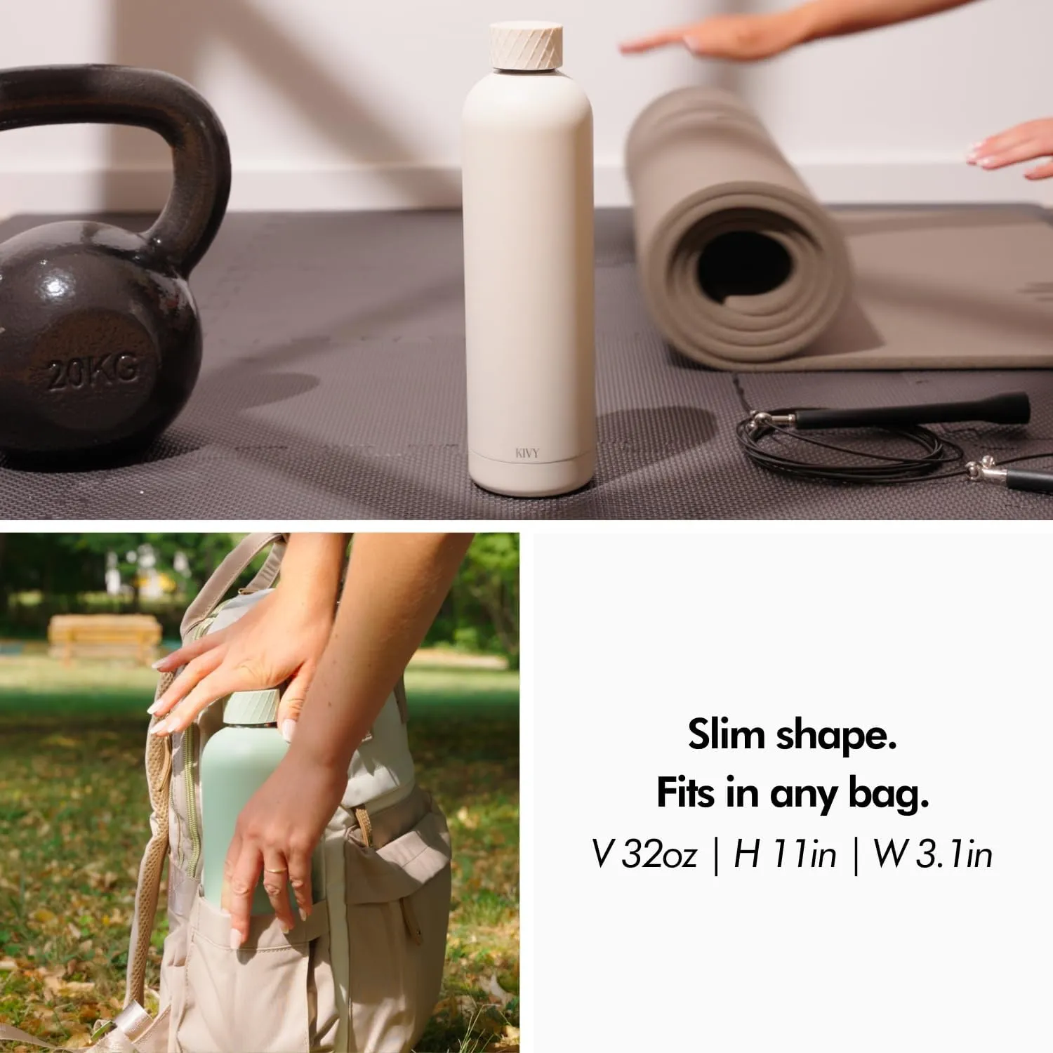 KIVY Insulated Water Bottle (Sage Green, 33.8 Ounces)