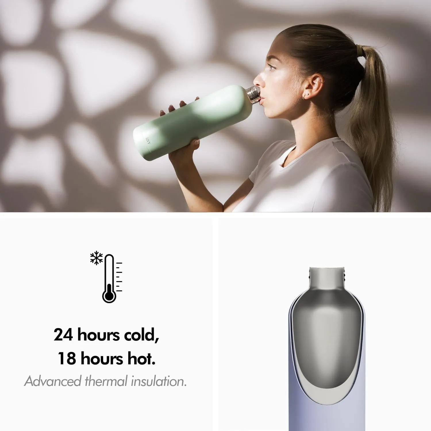 KIVY Insulated Water Bottle (Sage Green, 33.8 Ounces)