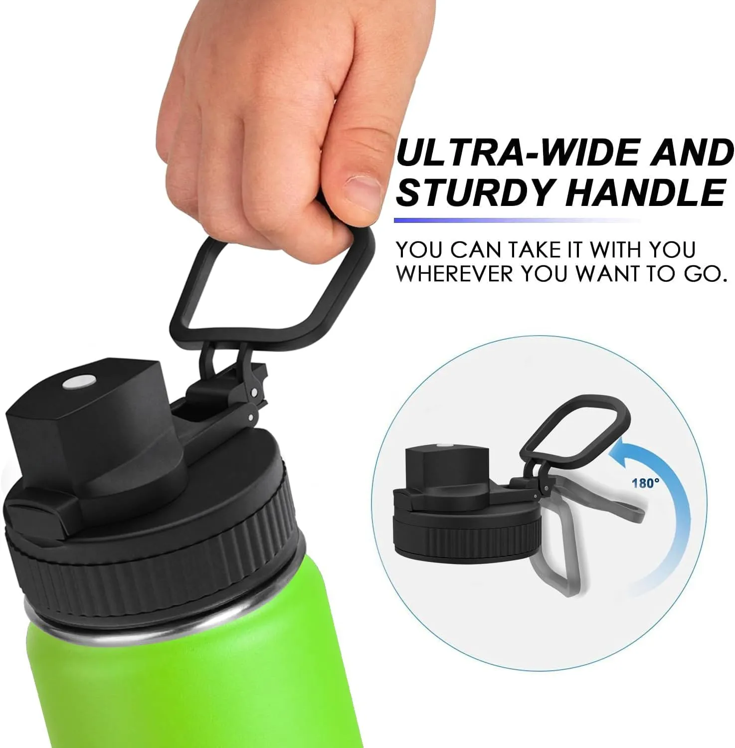 koodee Small Water Bottle with Straw-12 oz Stainless Steel Double Wall Vacuum Insulated Water Bottle for School - Leakproof and BPA Free（Apple Green）