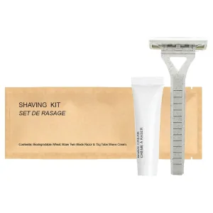 Kraft Paper Shave Kit - Bulk Homeless Care Package - Dual Blade Safety Razor and Shave Cream Set (50 Pack)
