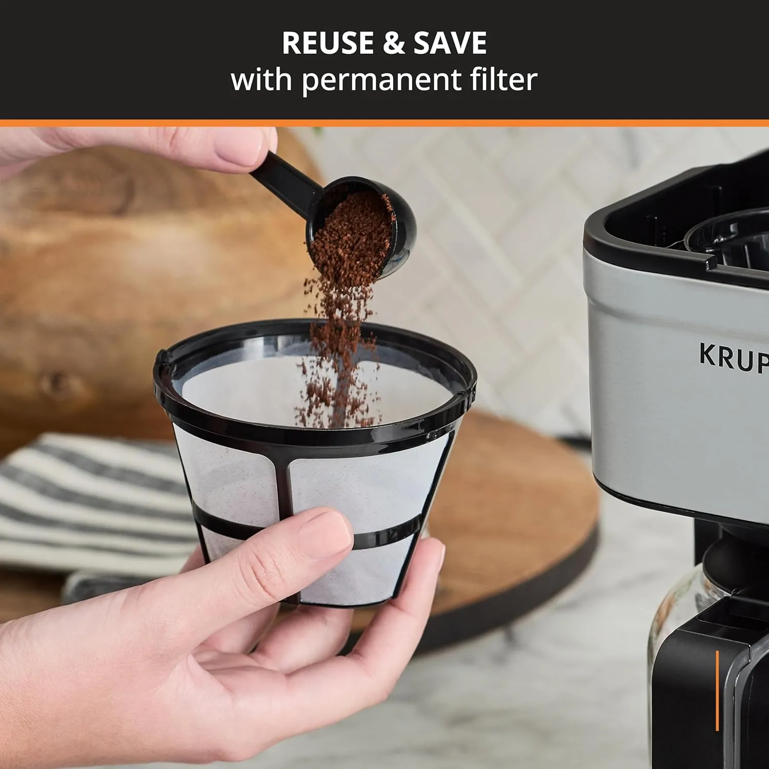 KRUPS Simply Brew Compact 5 Cup Coffee Maker: Stainless Steel Design, Pause & Brew, Keep Warm, Reusable Filter, Drip-Free Carafe